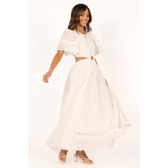Petal & Pup Dresses & Skirts - Petal & Pup White Merletto Cut Out Maxi Dress Eyelet Embroidery SZ S NWT